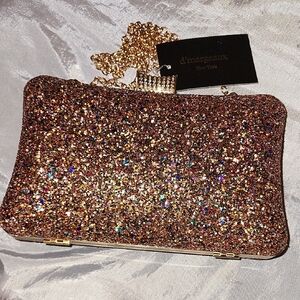 D'margeaux New York Sparkling Clutch - ROSEGOLD Glitter BNWT TY LP